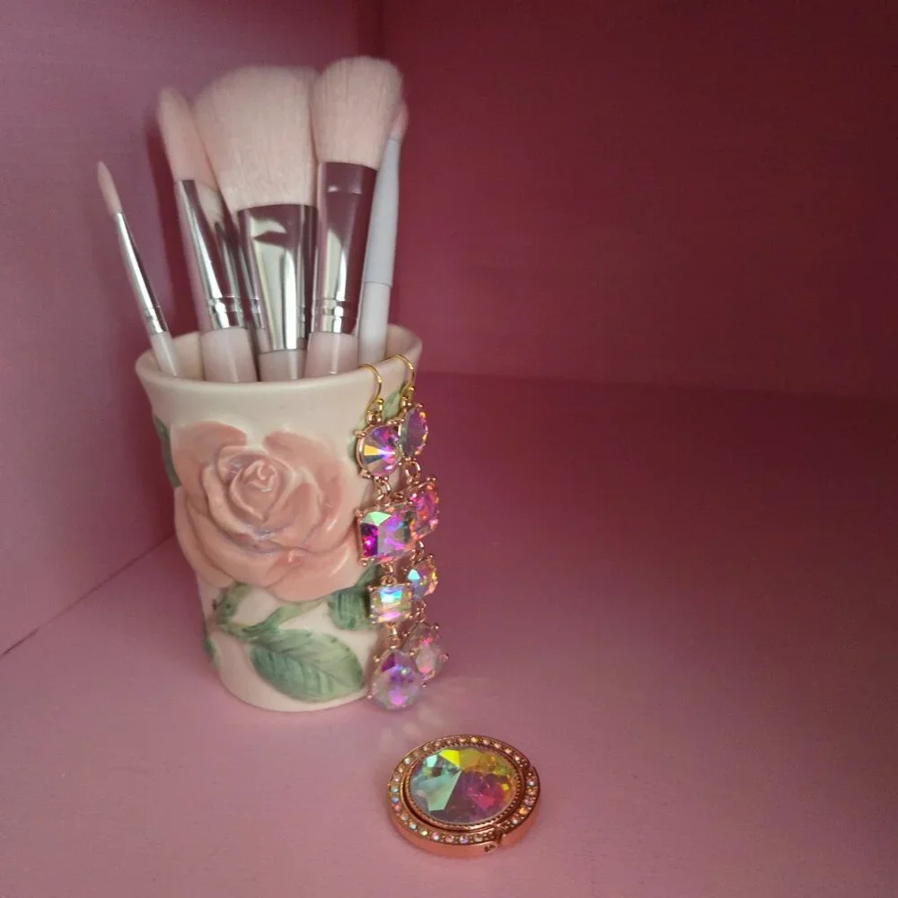 Fitz & Floyd 1987 Blushing Rose Porcelain Cup Cottagecore Romantic Whimsical